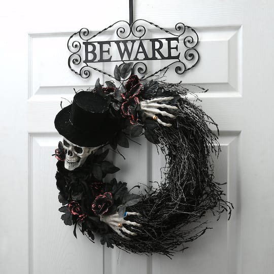 16" Halloween Beware Wreath Hanger